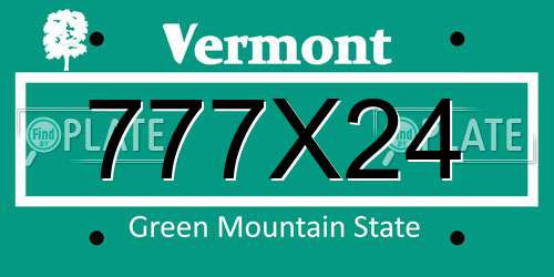 777X24 Vermont License Plate