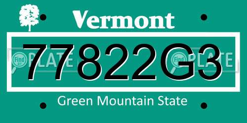 77822G3 Vermont License Plate
