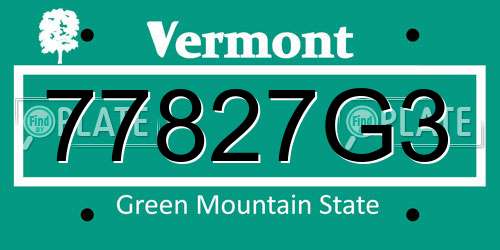 77827G3 Vermont License Plate