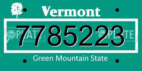 7785223 Vermont License Plate