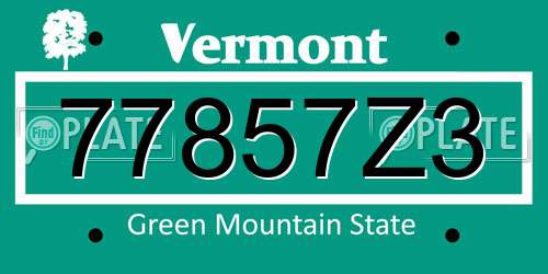 77857Z3 Vermont License Plate