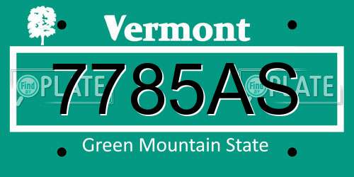7785AS Vermont License Plate