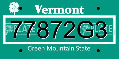 77872G3 Vermont License Plate