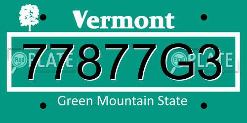 77877G3 Vermont License Plate