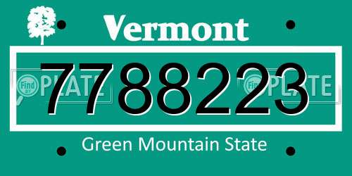 7788223 Vermont License Plate