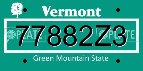 77882Z3 Vermont License Plate