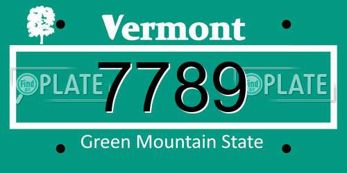 7789 Vermont License Plate