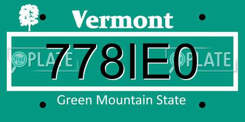 778IE0 Vermont License Plate