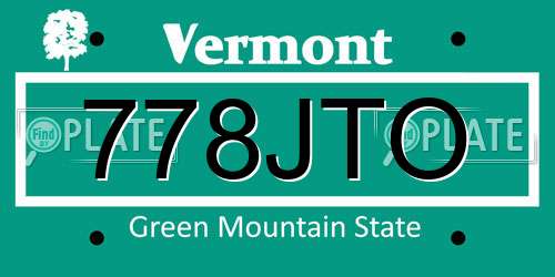 778JTO Vermont License Plate