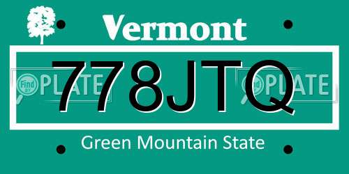 778JTQ Vermont License Plate