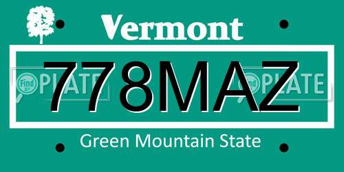 778MAZ Vermont License Plate