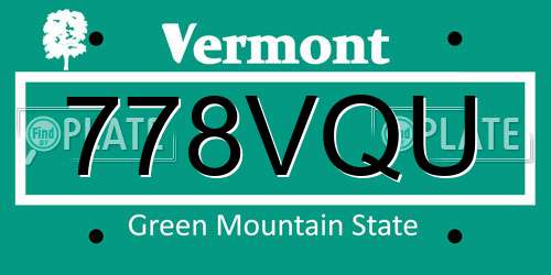 778VQU Vermont License Plate