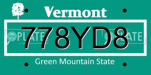 778YD8 Vermont License Plate
