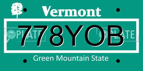 778YOB Vermont License Plate
