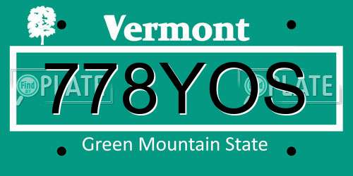 778YOS Vermont License Plate