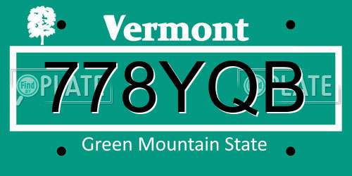 778YQB Vermont License Plate