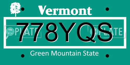 778YQS Vermont License Plate