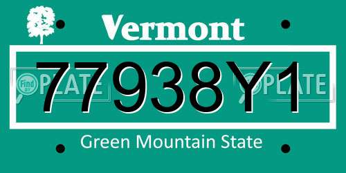 77938Y1 Vermont License Plate