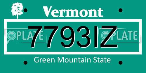 7793IZ Vermont License Plate