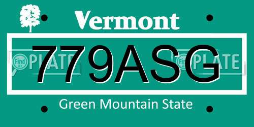 779ASG Vermont License Plate