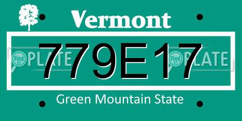 779E17 Vermont License Plate