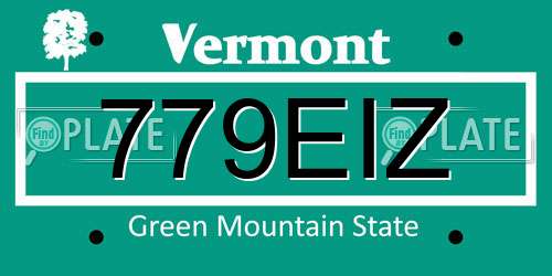 779EIZ Vermont License Plate
