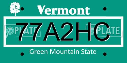 77A2HC Vermont License Plate