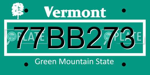 77BB273 Vermont License Plate