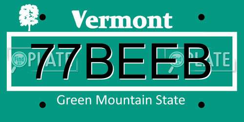 77BEEB Vermont License Plate