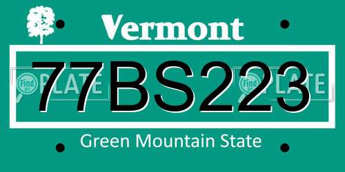 77BS223 Vermont License Plate