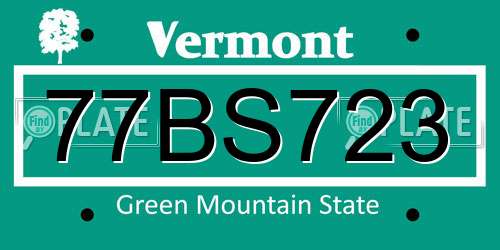 77BS723 Vermont License Plate