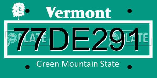 77DE291 Vermont License Plate