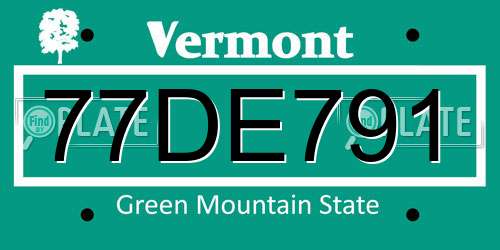 77DE791 Vermont License Plate