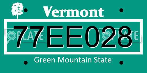 77EE028 Vermont License Plate