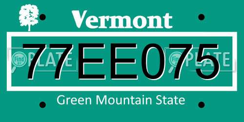 77EE075 Vermont License Plate