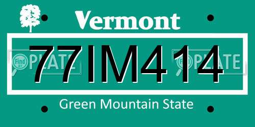 77IM414 Vermont License Plate