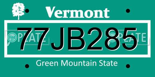 77JB285 Vermont License Plate