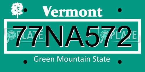 77NA572 Vermont License Plate