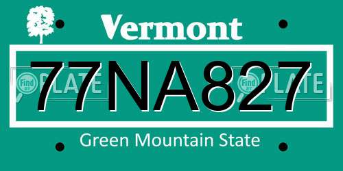 77NA827 Vermont License Plate