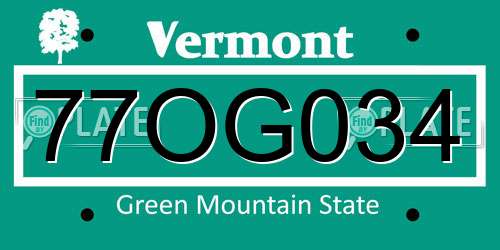 77OG034 Vermont License Plate