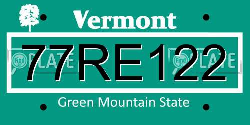 77RE122 Vermont License Plate