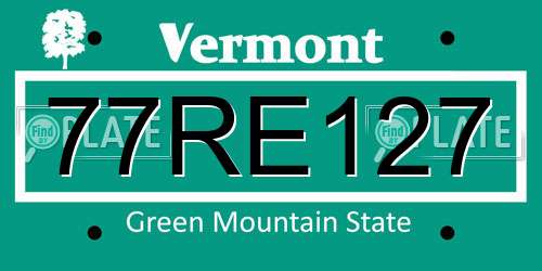 77RE127 Vermont License Plate