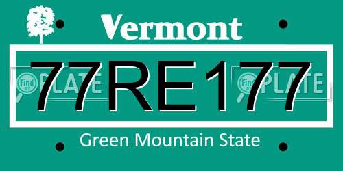 77RE177 Vermont License Plate