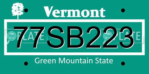 77SB223 Vermont License Plate