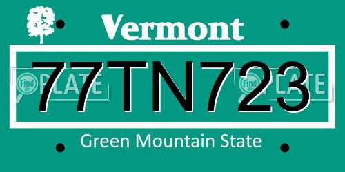 77TN723 Vermont License Plate