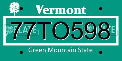 77TO598 Vermont License Plate