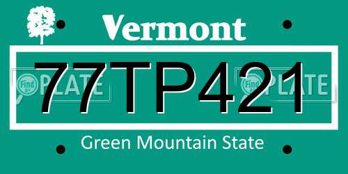 77TP421 Vermont License Plate