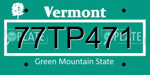 77TP471 Vermont License Plate