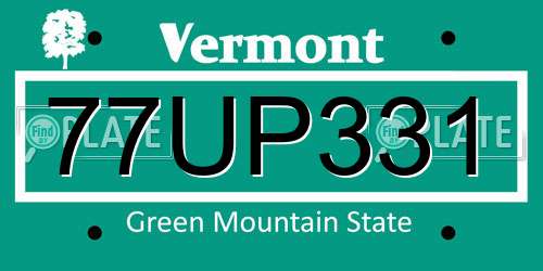 77UP331 Vermont License Plate