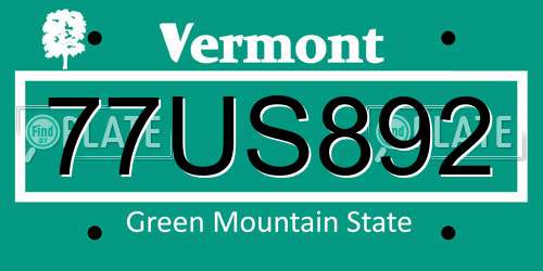 77US892 Vermont License Plate